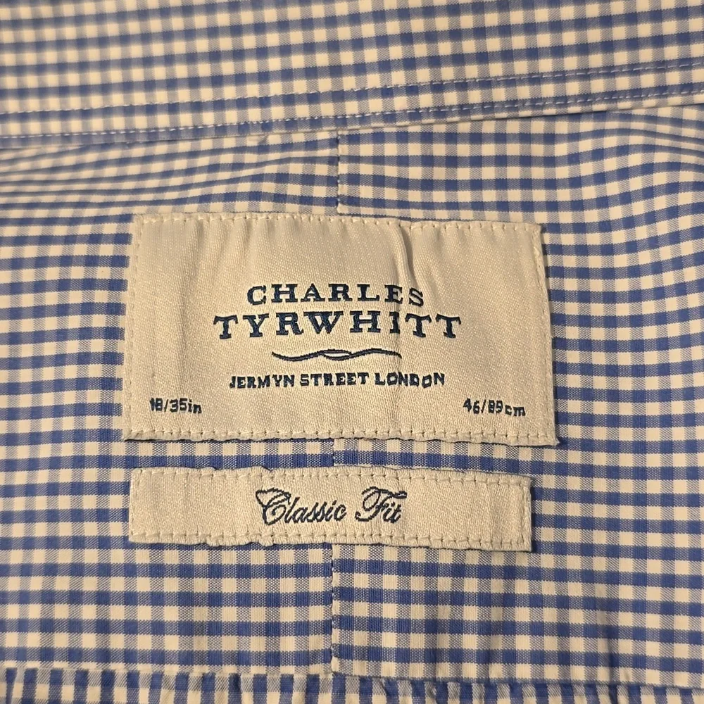 Charles Tyrwhitt Classic Fit Shirt 18x35 Blue Check Smart-Casual Professional - Picture 8 of 9